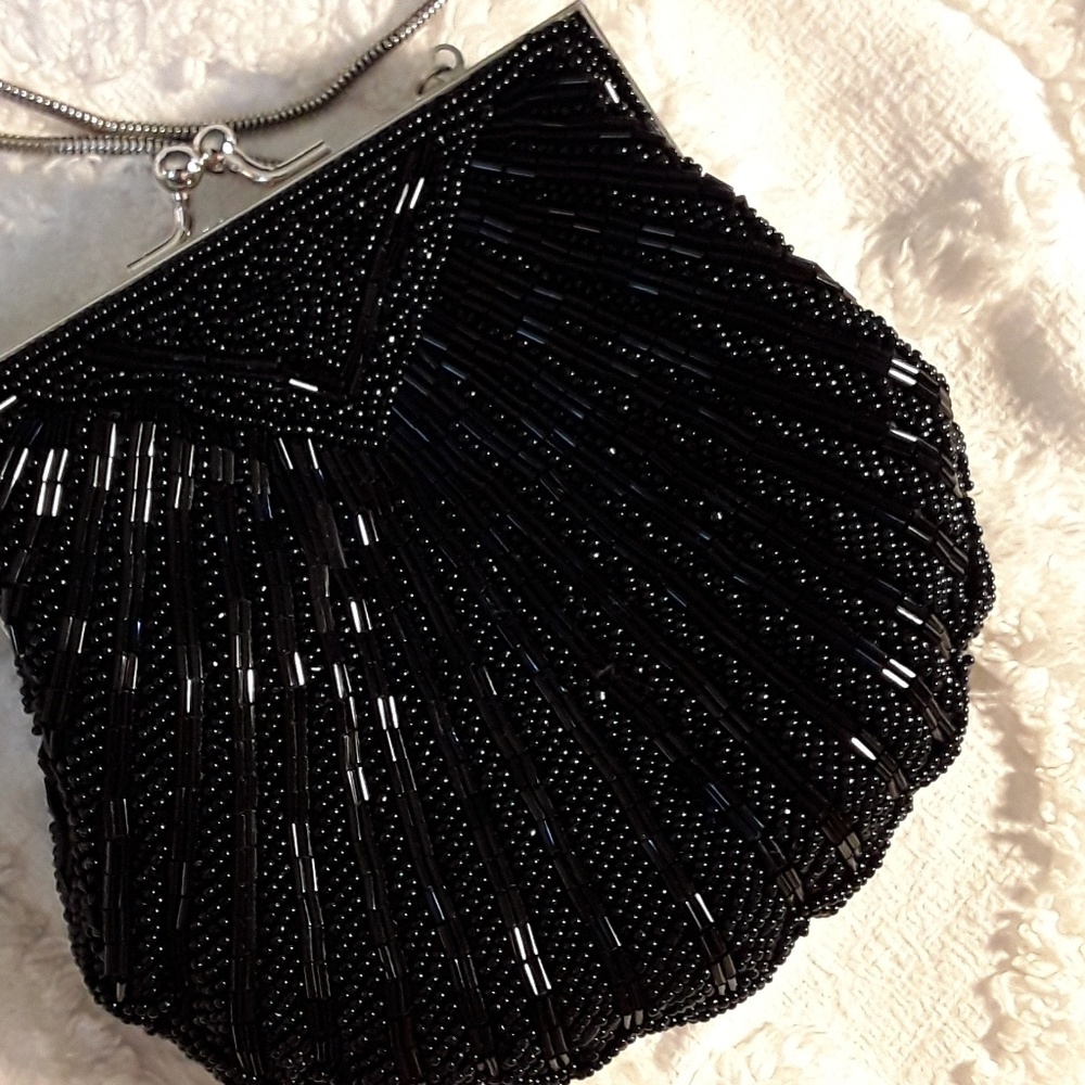 Black Sea Shell Beaded Bag by Valerie Stevens